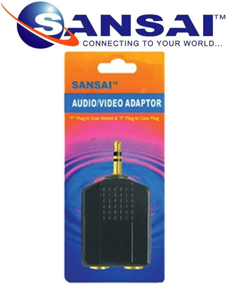 SANSAI 3.5mm Plug to 2 x 6.3mm Socket Stereo Adaptor image 1